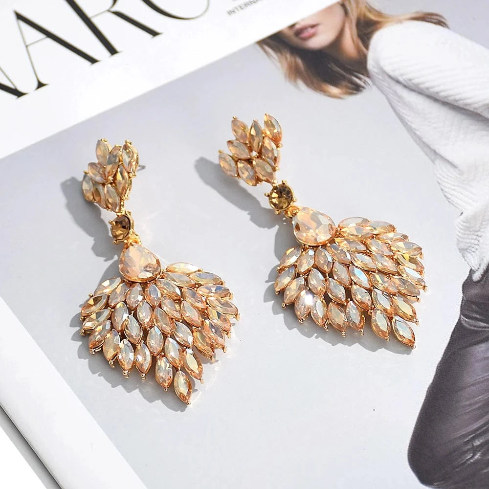 Hot-Sell High Quality Colorful Rhinestone Drop Earrings For Women Girls Party Wedding Crystal Accessories Jewelry Wholesale