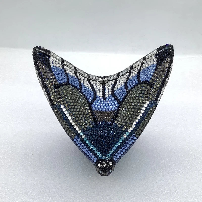 XIYUAN Butterfly Shaped Crystal Evening Bags Women Luxury Sparkling Rhinestone Clutch Purse Wedding Party Bridal Handbag Diamond