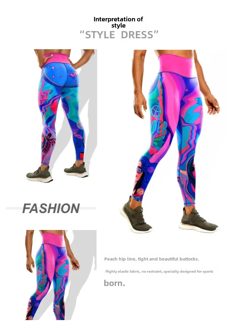 Uniqueprinting High Elasticity Leggings For Outdoor Sports Fitness Running Cycling Yoga New Cross-border Style