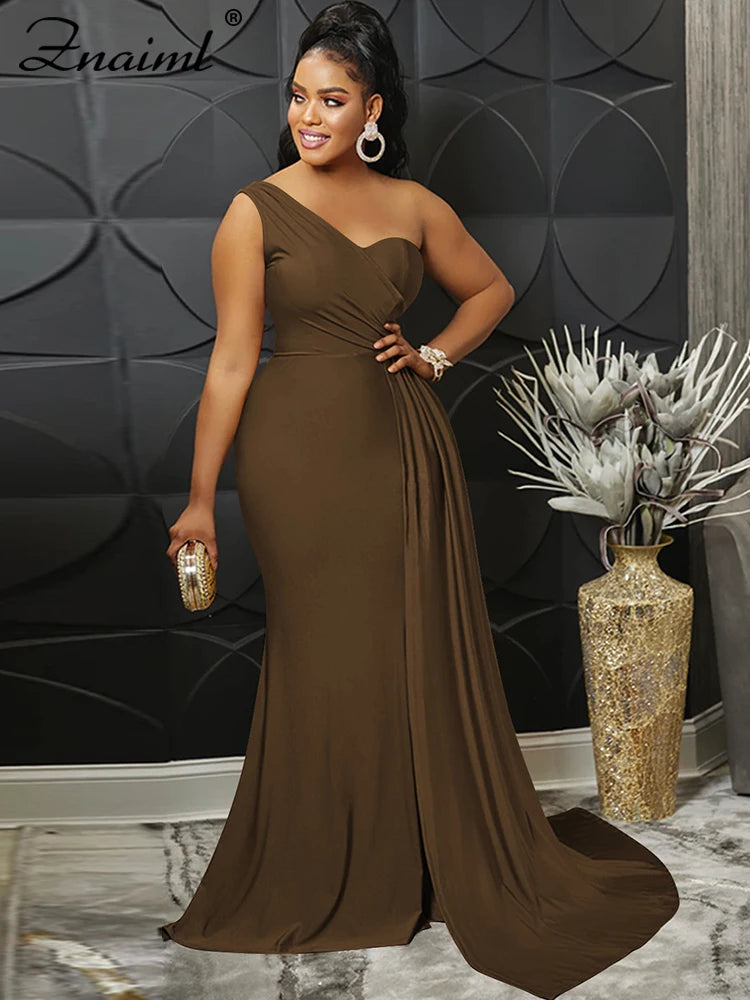 Znaiml Elegant Ribbon One Shoulder Wedding Guest Dinner Dress Women Sexy Party Nightclub Formal Occasion Evening Birthday Robe