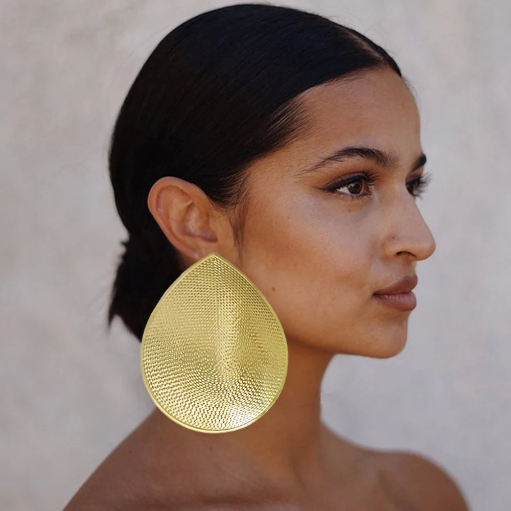 Fashion Jewelry Big Gold Color Round Geometric Earrings Dangle Drop Earrings For Women African Wedding Party Gifts