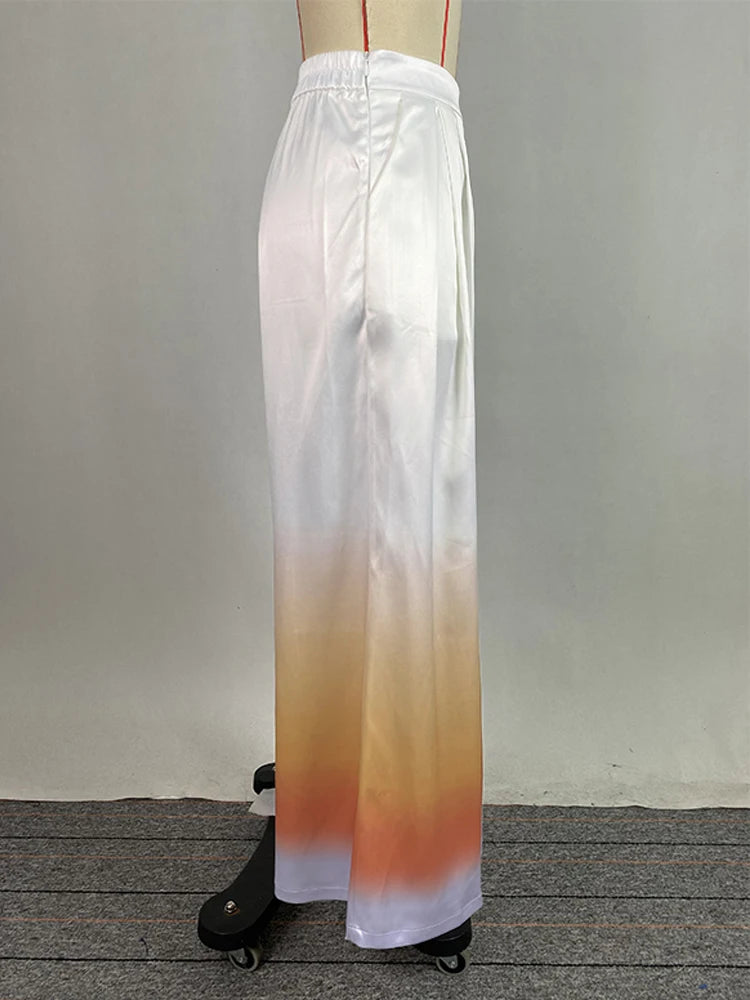 Beautyblue Gradient Suit Pants Pleated Pant for Women 2025 New Elegant High Waisted Loose Pocket Fashion Long Commuter Trousers