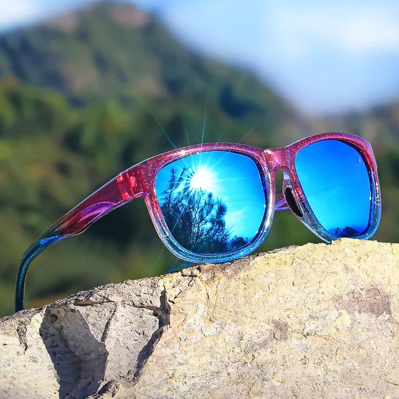 1 Pair Unisex Polarized Square Fashion Sunglasses - Lightweight Purple Glitter Frame, TAC Lenses for Outdoor Sports & Fashion