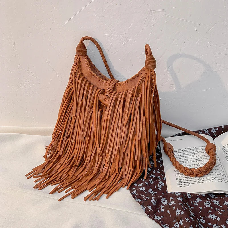 Double-Sided Tassel Design Crossbody Bag for Women