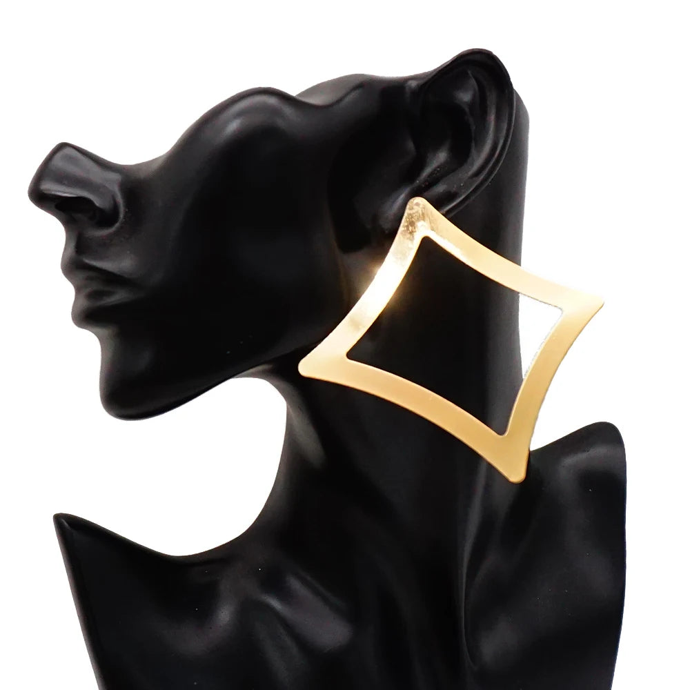 Fashion Jewelry Big Gold Color Round Geometric Earrings Dangle Drop Earrings For Women African Wedding Party Gifts
