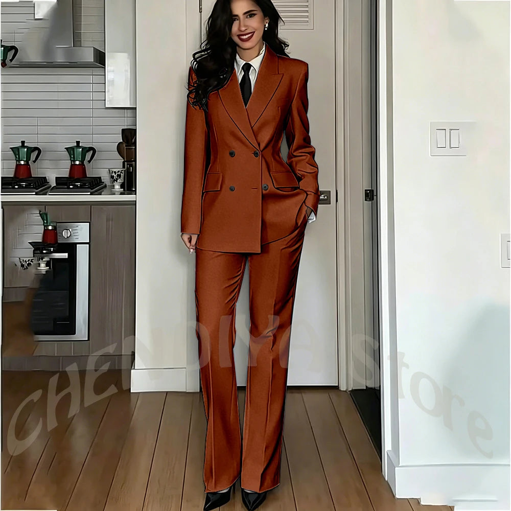 Modern Lady Pure White Suit Double Breasted Peak Lapel Casual Chic Women Suit Formal Dinner Party Business Office Outfit Costume