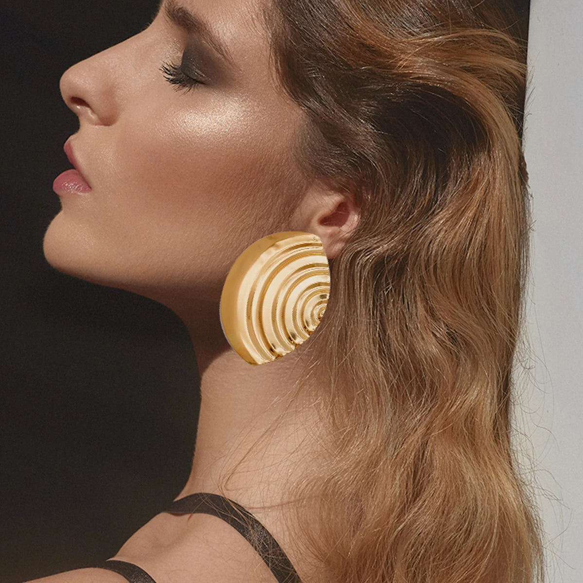 Fashion Jewelry Big Gold Color Round Geometric Earrings Dangle Drop Earrings For Women African Wedding Party Gifts