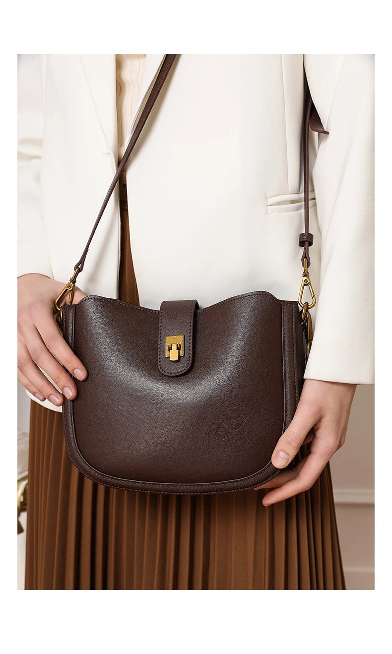 Women‘s Cowhide Genuine Leather Shoulder Bag Ladies Soft Natural Cow Leather Handbag Female Fashion Luxury Design Crossbody Bags