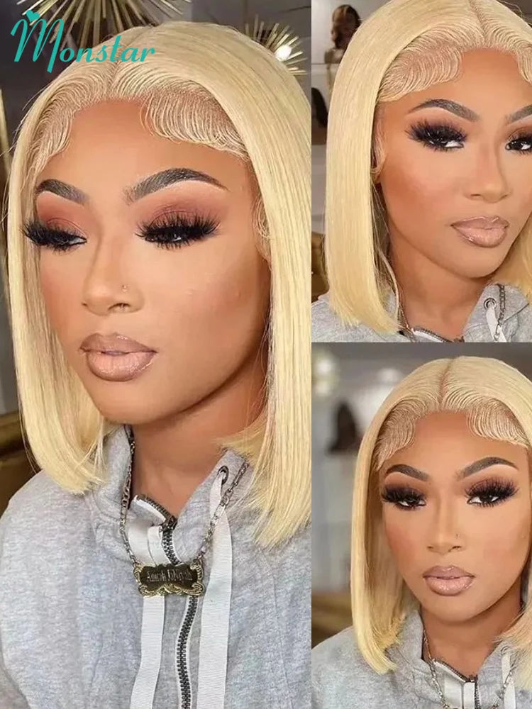 13x4 13x6 613 HD Blonde Bob Hair Wig Human Hair Lace Frontal Wig Brazilian Straight Bob Wig Lace Front Human Hair Wigs for Women