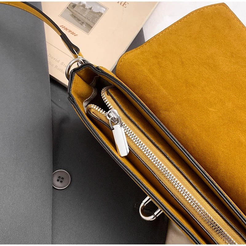 Retro Frosted New Shoulder Bag Women Autumn And Winter Suede High-end Fashion Women's Wallet Versatile Texture Small Square Bag