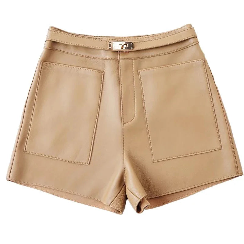 Women's Genuine Leather Shorts 2025 New Style Fashionable Ladies Short Pants