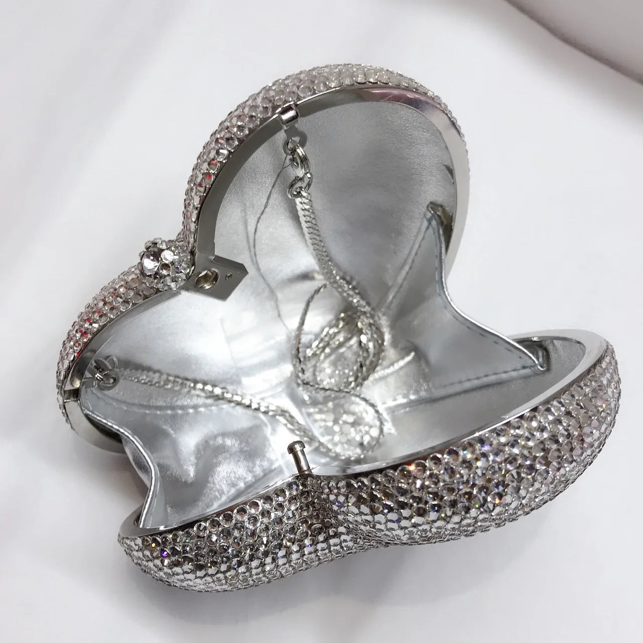 Red Peach Heart-shaped Diamond-encrusted Dinner Bag Full Of Diamonds Love Clutch Bag Hard Box Crystal Women's Banquet Dress Bags