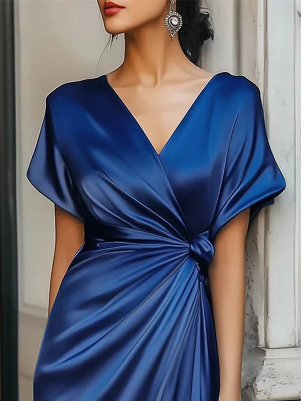Modigirl Asymmetric Banquet Dresses for Women Summer Fall V-neck Wedding Guest Dresses Elegant Birthday Maxi Dresses Woman 2025