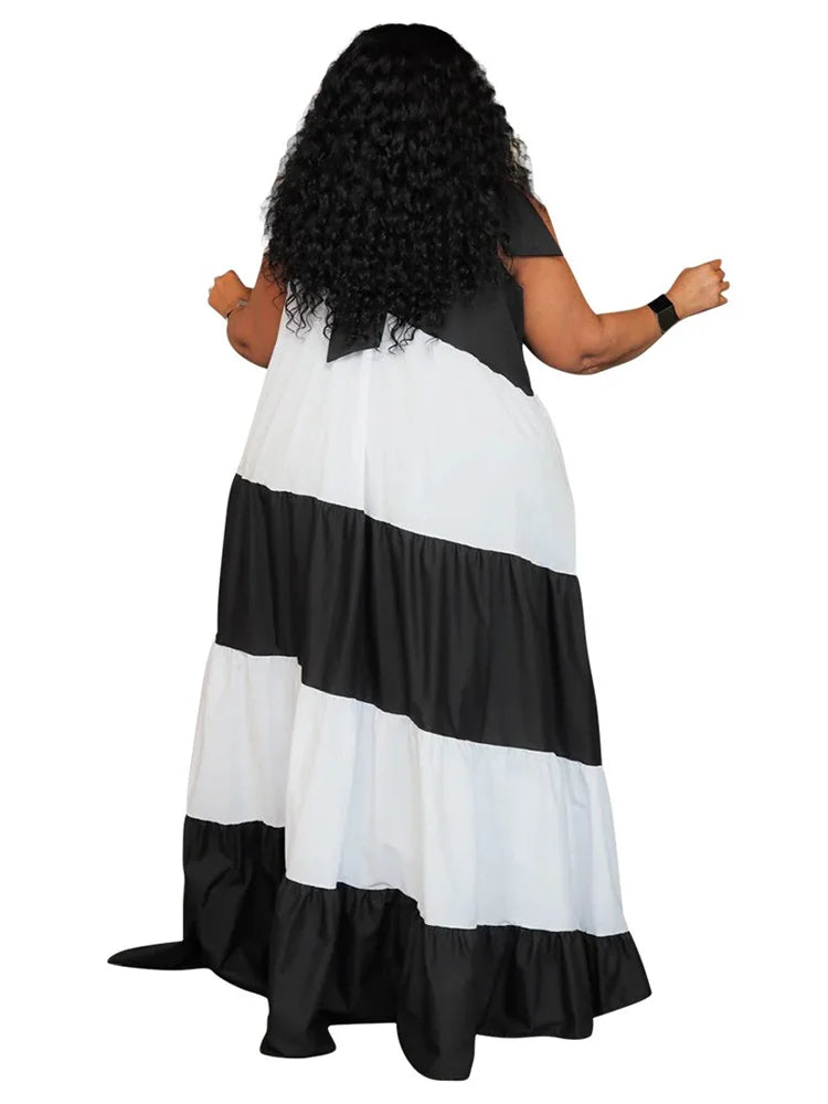 Wmstar Plus Size Dresses for Women Print Elegant New Bandage Fashion Loose Maxi Dress Clothes Wholesale Dropshipping 2024