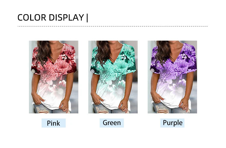 Plus Size Women's V Neck Short Sleeve T Shirt Round Neck Pullover Casual Printed Pattern Summer Best Choice
