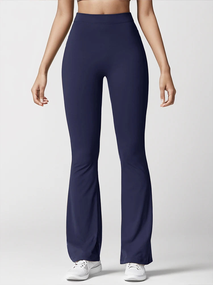 Women's Sports Yoga Pants Pleated Flared Pants V-Back Butt-Lifting Wide Leg High Waist 31.5 Inches Fitness Sports Yoga Pants
