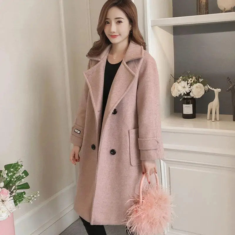 Padded Mixtures Jacket Woman Long Loose Cotton Wool Blend Coat for Women Pink Elegant Outerwears New in Novelty High Quality Hot
