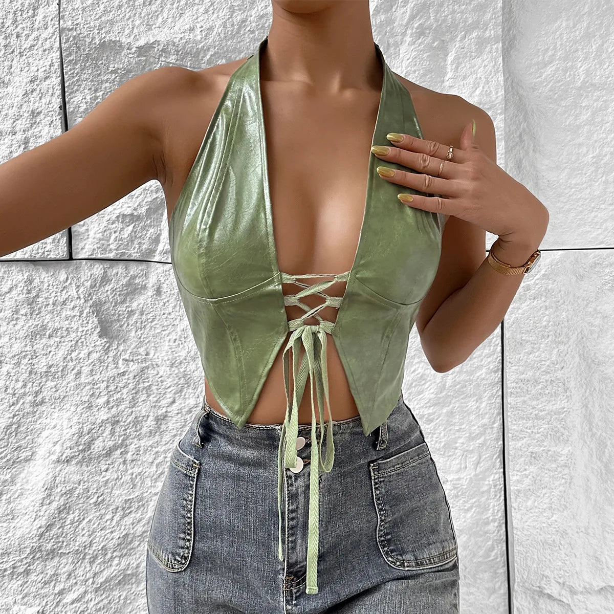 FAGADOER Y2k Sexy Tie Dye Printting Woman 2 Piece Set Outfit Halter Bandage Patchwork Crop Top and Flare Pants Female Streetwear
