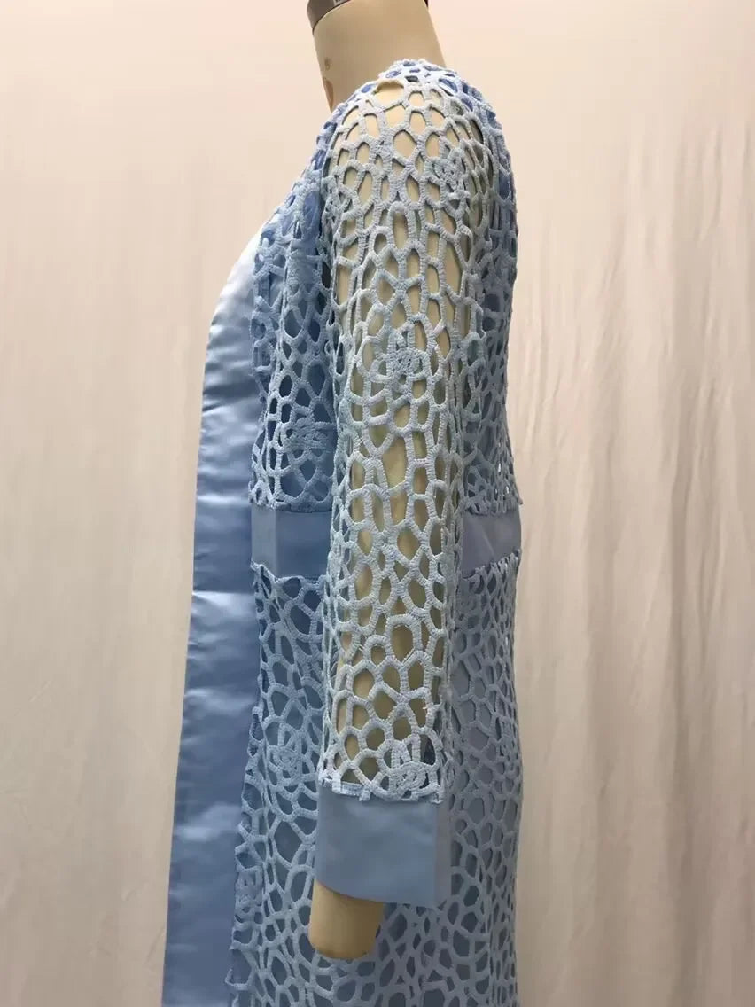 2025 Women's Lace Open Cardigan Dress Two-Piece Outfit Popular Wish Elegant Style Chinese Origin Fashionable Female Clothing