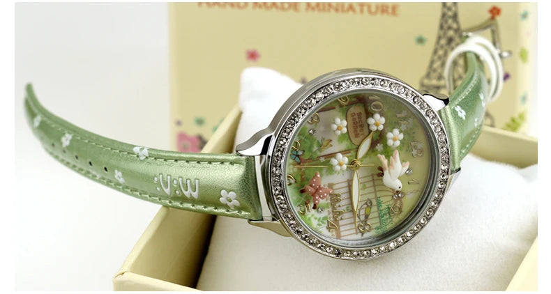 M:N: Brand Fashion Watch Ladies Luxury Hand-made 3D Bird Girl Gift Quartz Wristwatches Waterproof Luminous for Women Reloj Mujer