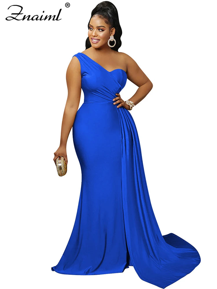 Znaiml Elegant Ribbon One Shoulder Wedding Guest Dinner Dress Women Sexy Party Nightclub Formal Occasion Evening Birthday Robe