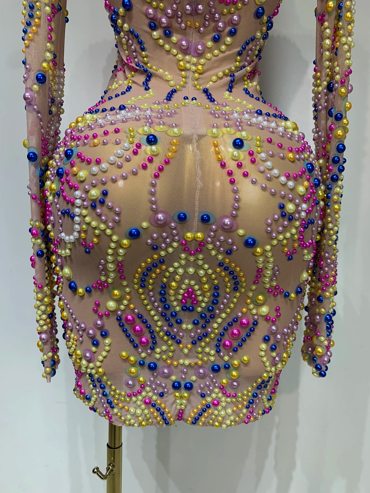 Women Sexy Transparent Mesh Stage Performance Costume Dancer Singer Nightclub Elagant Evening Party Luxury Birthday Dress