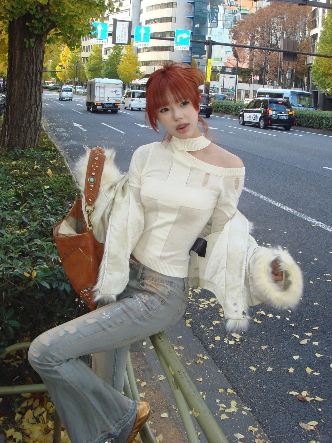Karrram Japanese Y2k Knitted Tops 2000s Aesthetics Long Sleeve Knit T-shirt Vintage Harajuku Off Shoulder Knitwear Korean Style