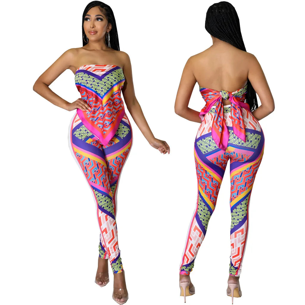 Sexy Fashion Digital Printing Breast Wrap Two-piece Set, Set SMR10971