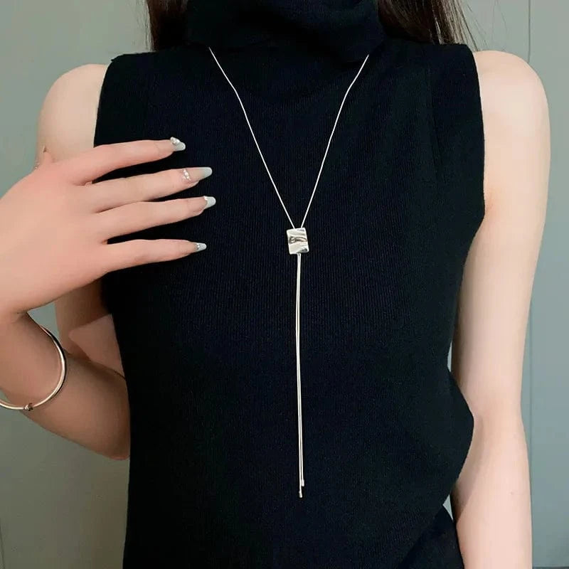 Exquisite Silver Colour Snake Chain Necklaces Long Tassels Neck Chains for Women Trendy Accessories Delicate Classic Jewelry