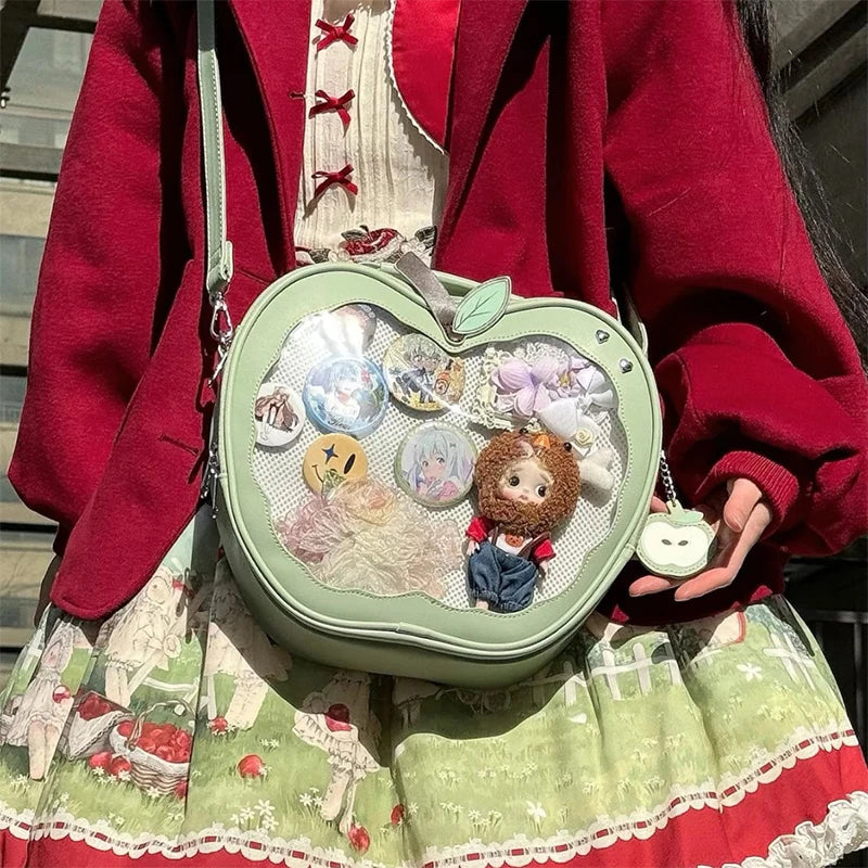 Women's multifunction handbag cute sweet apple shape fashion design large capacity handbag  new versatile niche transparent bag