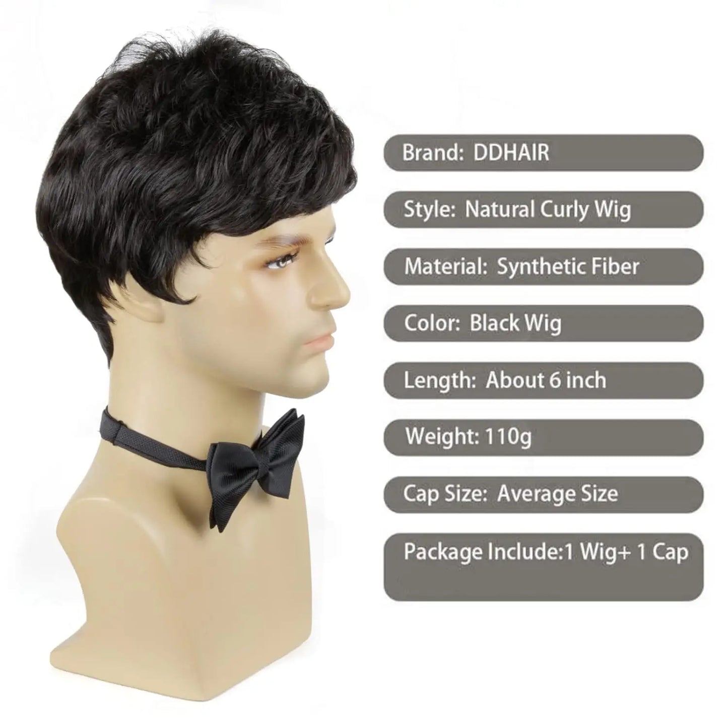 Men Wigs Short Silver Gray Wig Synthetic Heat Resistant Natural Halloween Cosplay Hair Wig