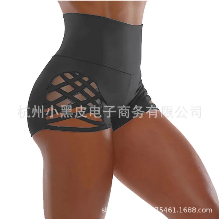 New In Shorts For Women Casual Summer High Waist Tight Yoga Shorts Large Hollow Sexy Fitness Shorts Plus Size Short For Girls