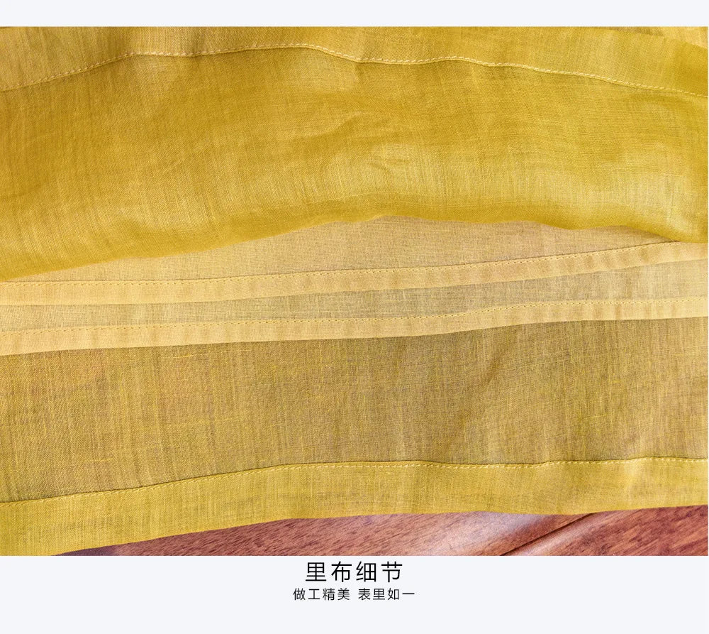 Linen Mandarin Collar Embroidered Cheongsam Dress for Women