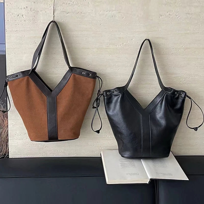 Y-shaped Women Handbag Versatile Simple Large-capacity Texture Tote Bag New Large-capacity Shoulder Bag Storage Bag Underarm Bag