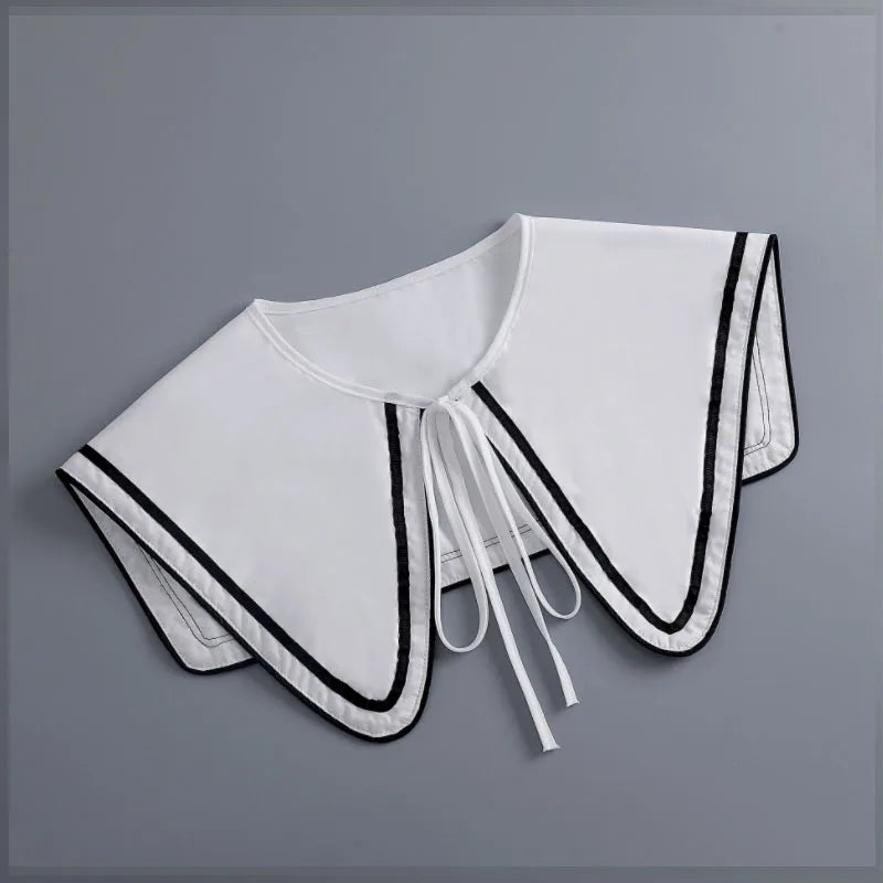 Removable Lace Doll Fake Collar Women Tie Ladies White Shawl Wrap Detachable Embroidered Lapel False Collar Clothes Accessory