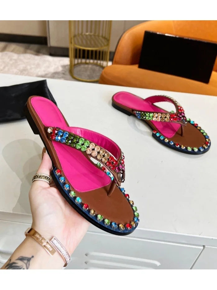 Colorful Rhinestone Embellished Stiletto Sandals for Women