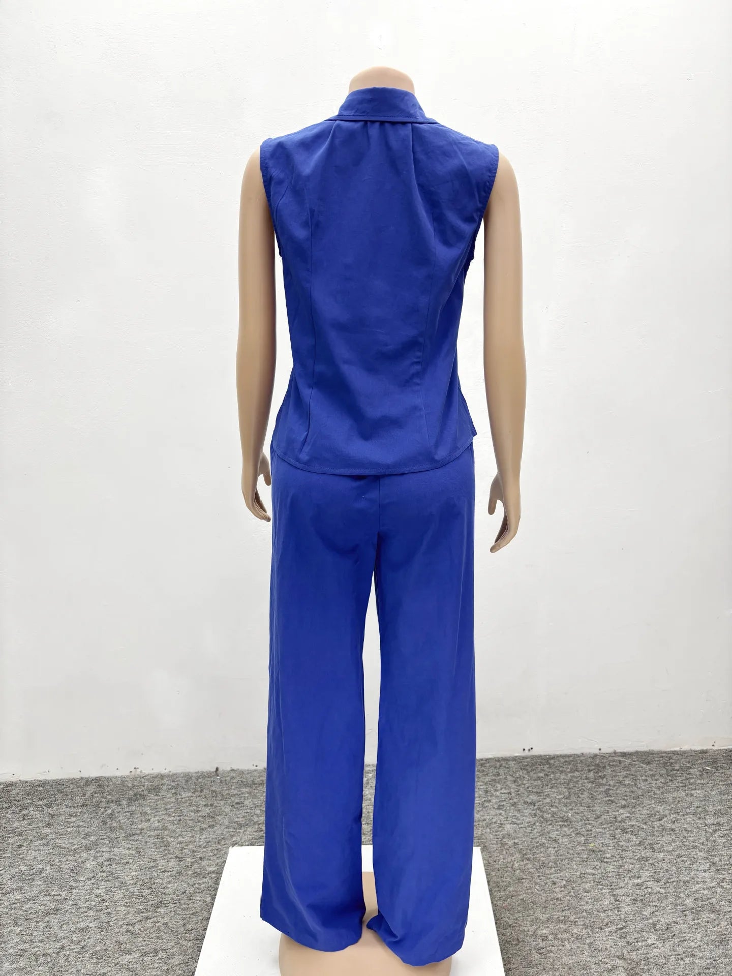 Women Two Piece Sets Pant Set Matching Sets Sleeveless Single Breasted Tops Vests Wide Leg Long Pants Casual Loose 2025 Y2k