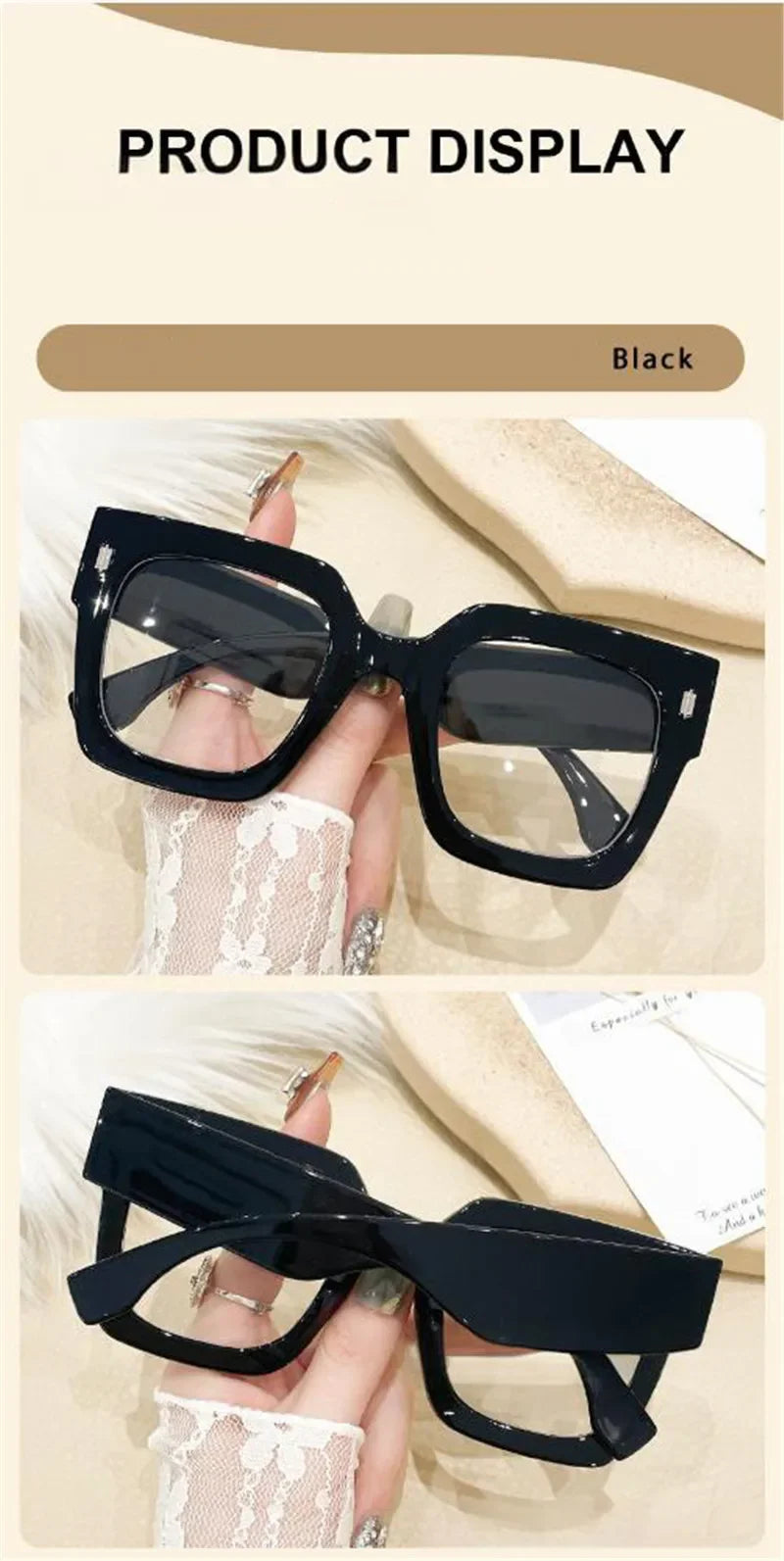 Oversized Transparent Computer Glasses Frame Anti Blue Light Blocking Glasses Large Frame Black Leopard Glasses Clear Lenses