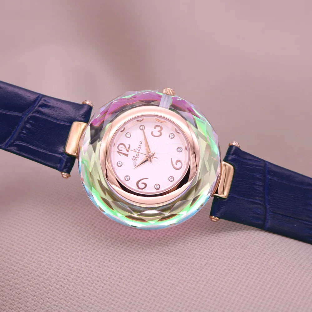 Top Luxury Crystal Melissa Lady Women's Watch Elegant Rhinestone Fashion Hours Dress Bracelet Clock Girl Birthday Gift Box