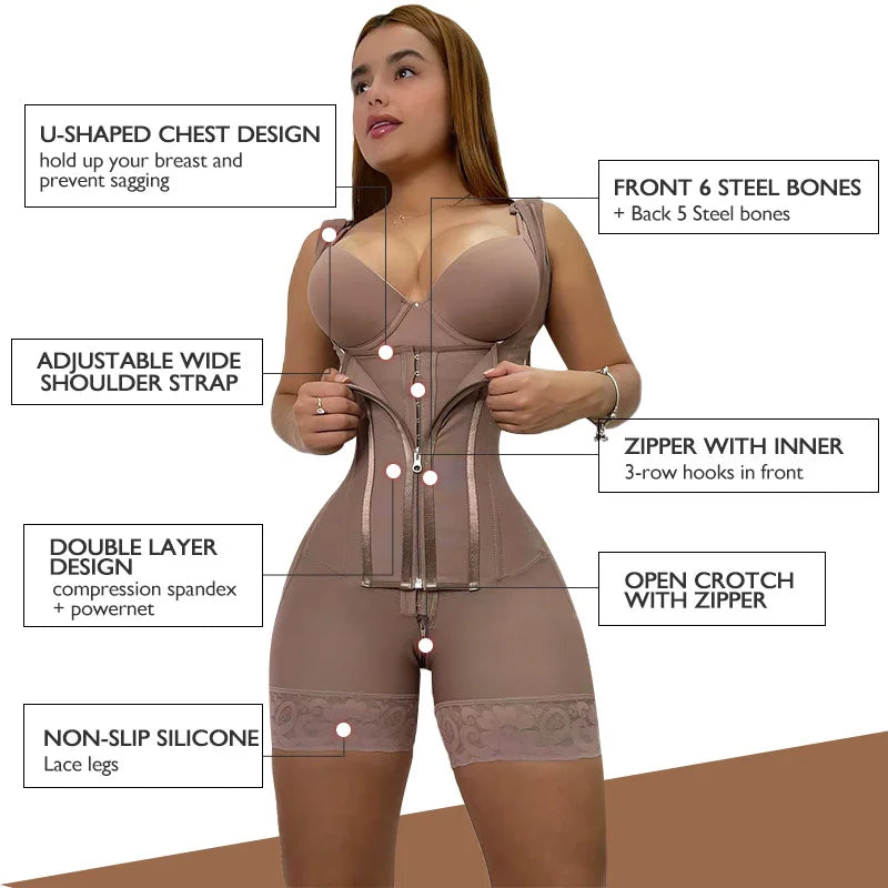Fajas Colombianas Postpartum Girdles for Women Double Compression Shapewear Full Body Slimming Waist Trainer Flat Belly Corset