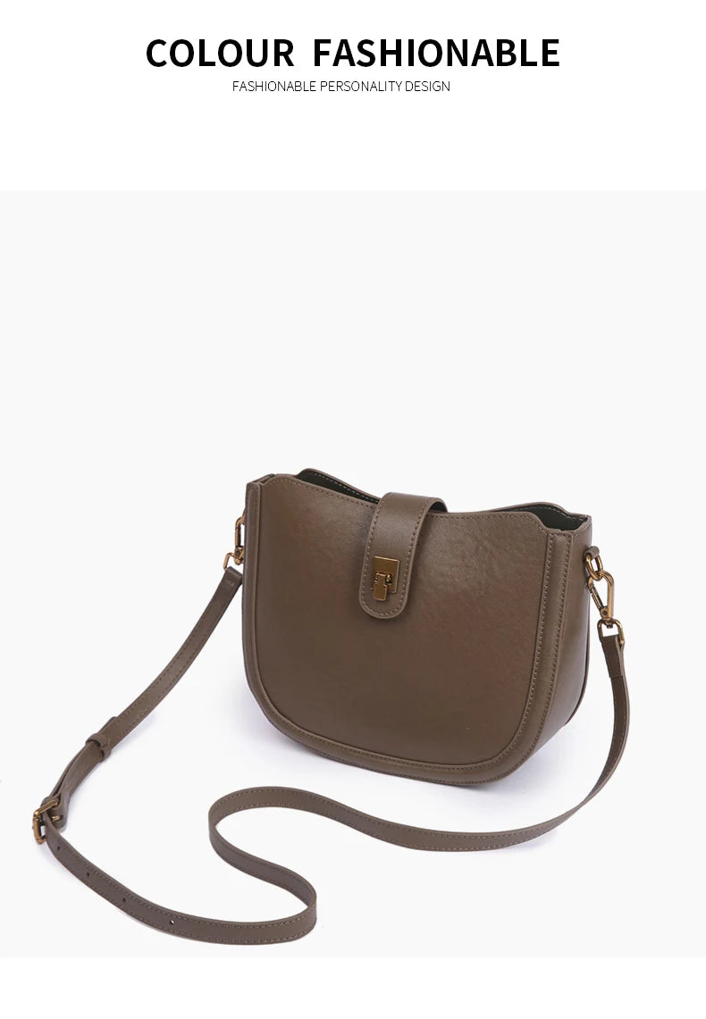 Women‘s Cowhide Genuine Leather Shoulder Bag Ladies Soft Natural Cow Leather Handbag Female Fashion Luxury Design Crossbody Bags