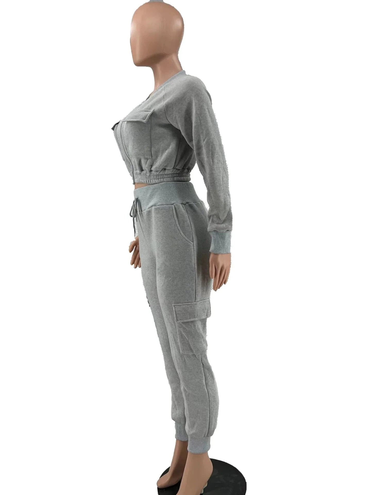 Winter Autumn Cargo Pants Outfit Set Sexy Women Two Pieces Elegant Club Matching Set Lady Casual Tracksuit