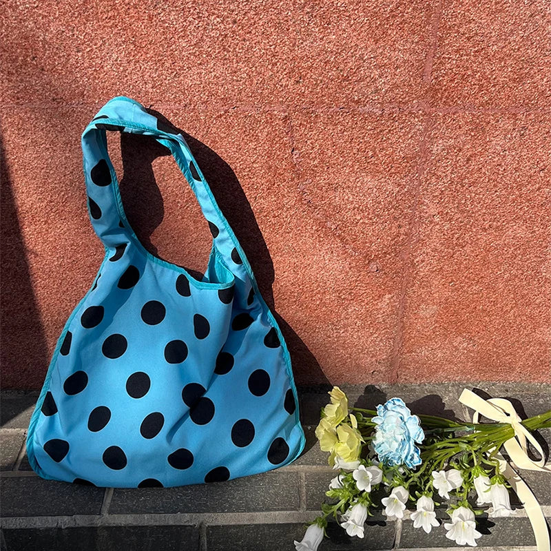 Summer Polka Dot Shoulder Bag Large Capacity Versatile Tote Bag Underarm Bag New Brand Women's Commuter Handbag Messenger Bag