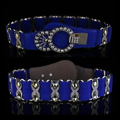 Fashion Handmade Rhinestone Elastic Waist Belt for Women