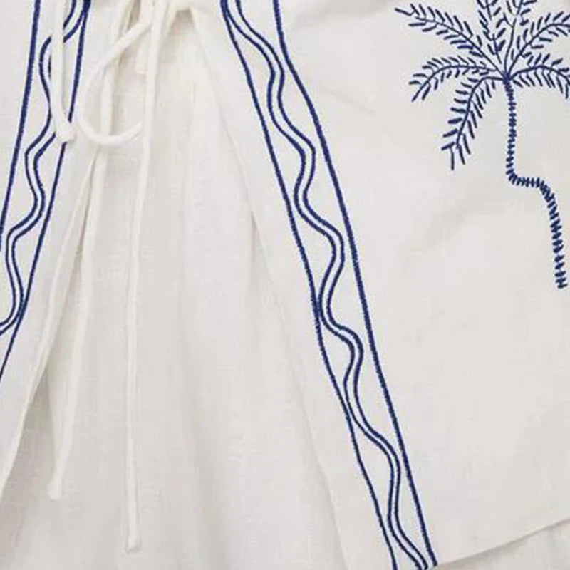 Women 2 Piece Shorts Set Moon Palm Tree Lacing V-Neck Sleeveless Vest Elastic Waistband Shorts Loungewear Outfits for Daily Life
