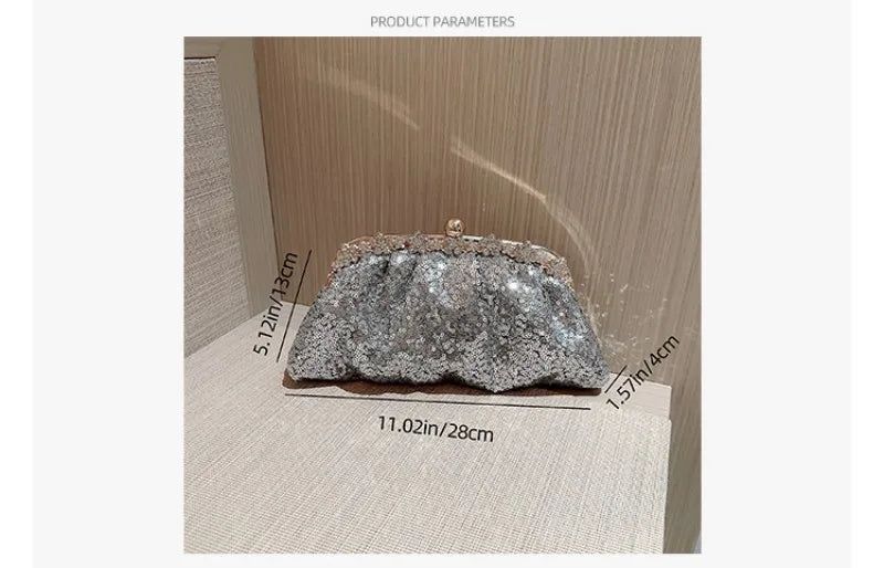 Dark Blue Clutch Bag Women Bling Sequin Purses and Handbag Diamonds Women's Wallet Chain Shoulder Female Party Clutch Z246