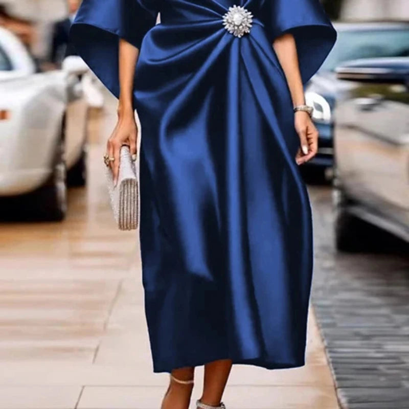 Modigirl Womens Birthday Luxury Maxi Dresses 2025 Fall Winter Solid Color Asymmetric Loose Elegant Long Dress Woman Clothes