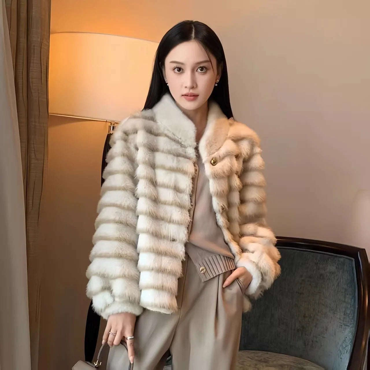 Faux Fur Coat for Women,Single Breasted Jacket,Thicken Warm,High Quality,Preppy Style, Female Clothes,New,Winter,2025