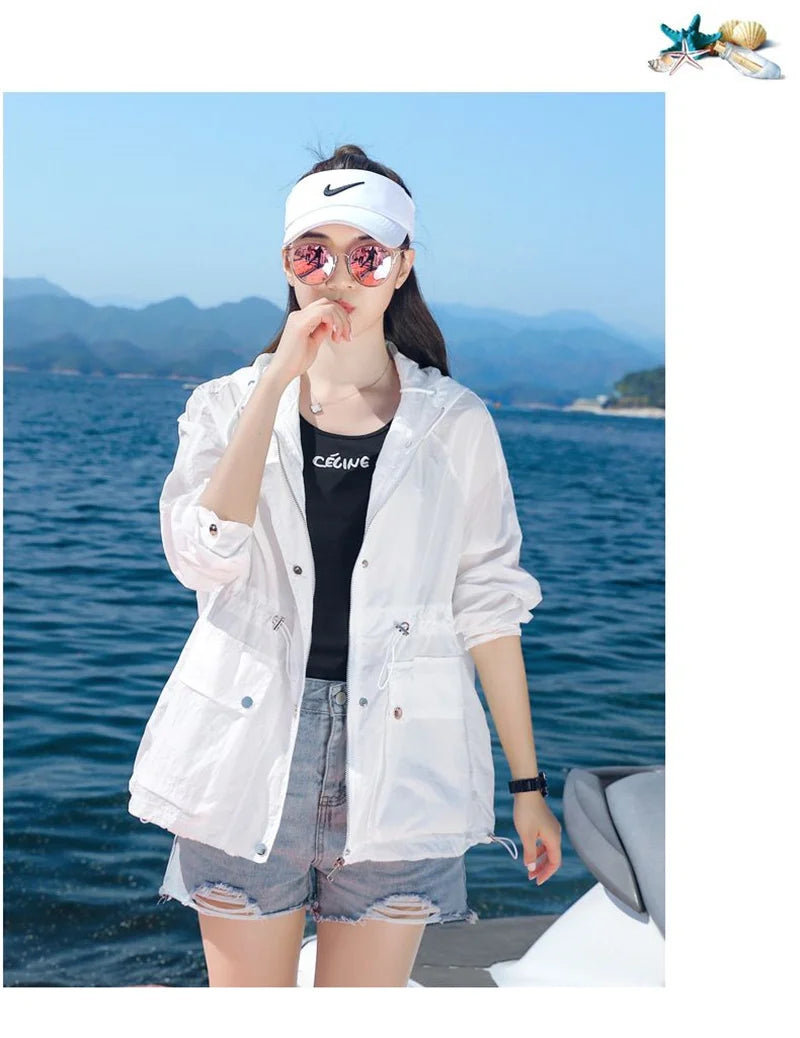Women's Jacket With Hooded Sun Protection Clothing Women's Summer Thin Coat 2023 New Anti-Ultraviolet Breathable Shirt size 4XL