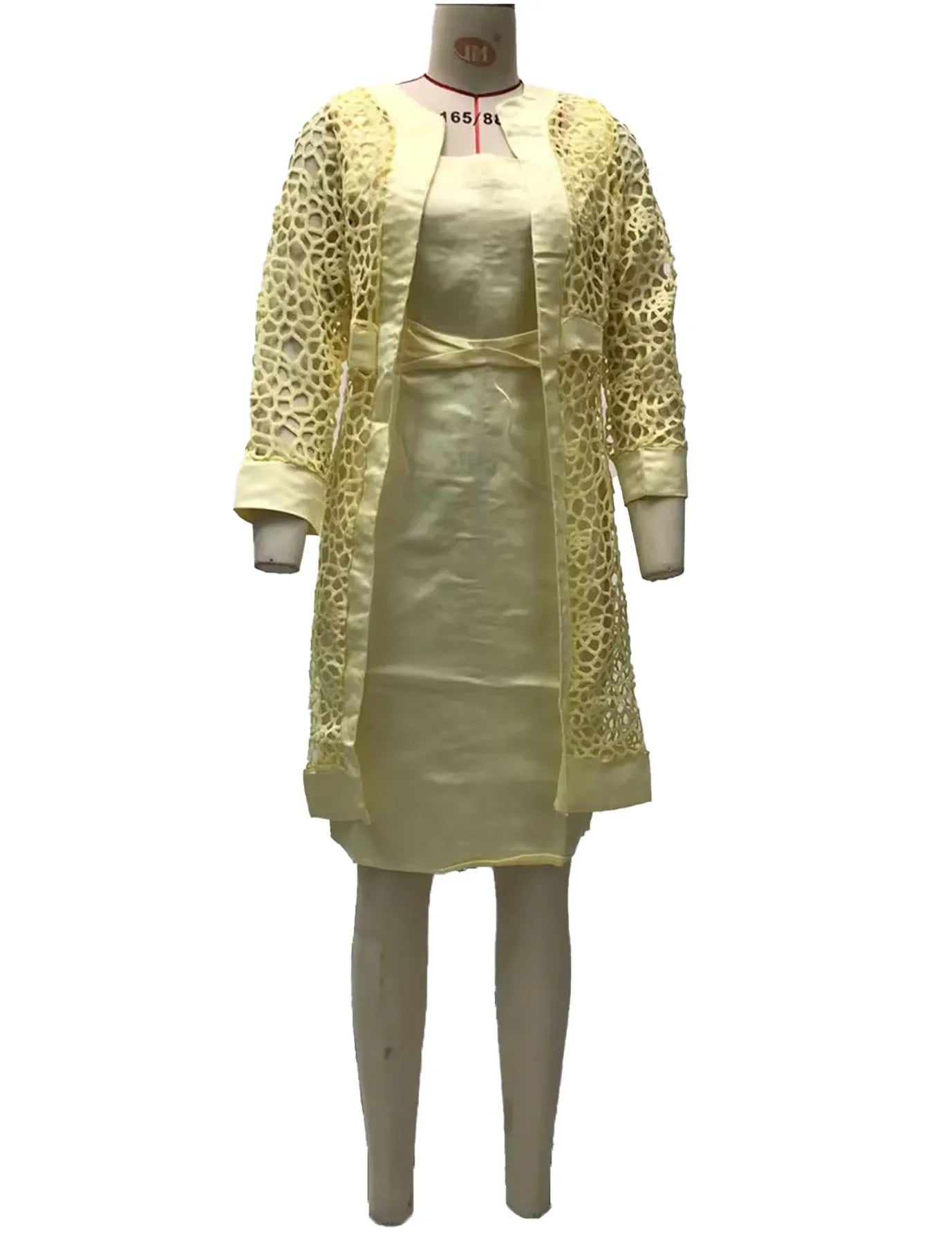2025 Women's Lace Open Cardigan Dress Two-Piece Outfit Popular Wish Elegant Style Chinese Origin Fashionable Female Clothing